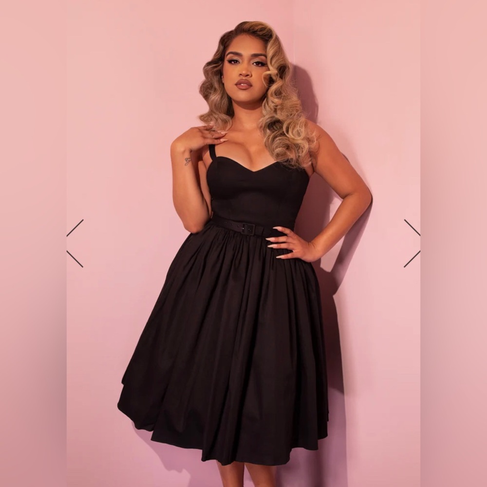 SWEETHEART SWING DRESS IN RAVEN BLACK - VIXEN BY MICHELINE PITT